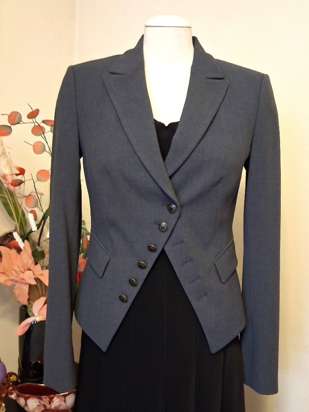 NWOT MEXX Luxury Workwear Gray Lined Blazer Premium Quality Jacket Size 38